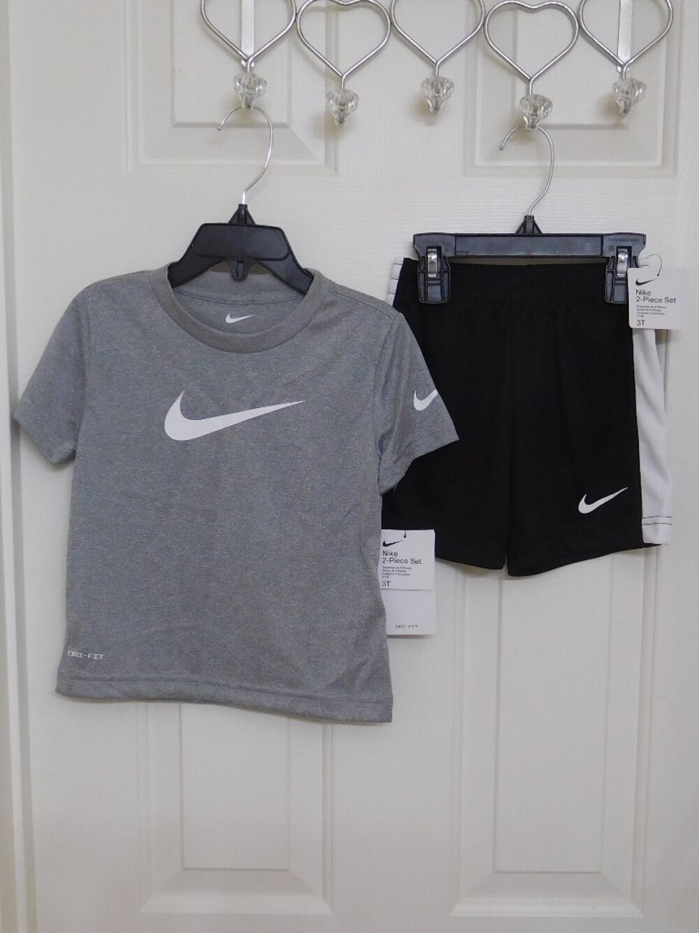 NWT 3 Nike Outfits 2pc Shirt & Shorts Sets Grays Red Bundle sz 3t - Picture 2 of 4